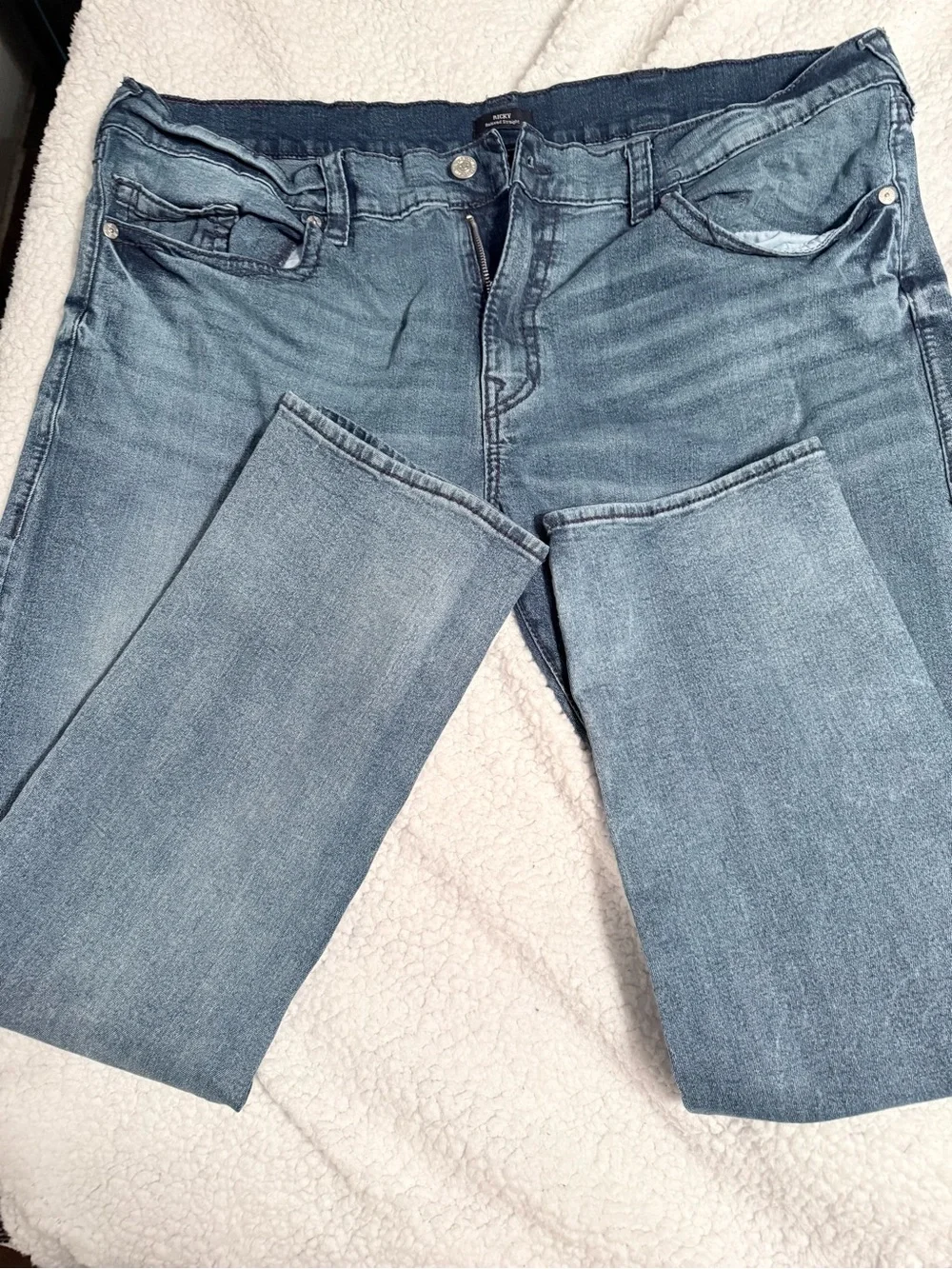 True Religion Men's Light Blue Relxed Straight Jeans 46x32